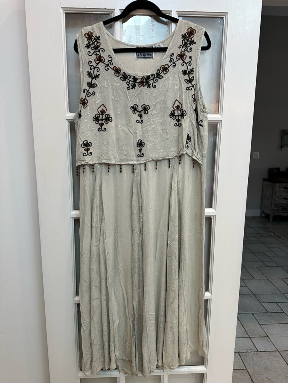 Vintage M.P.H 90’s Boho Hippie Embroidered Beaded Y2K Maxi Dress Plus Size 2X